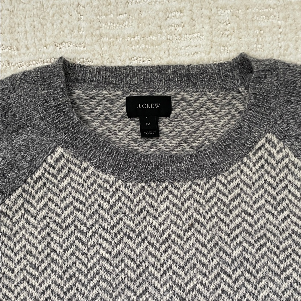 Gray Chevron Pattern Sweater - image 2
